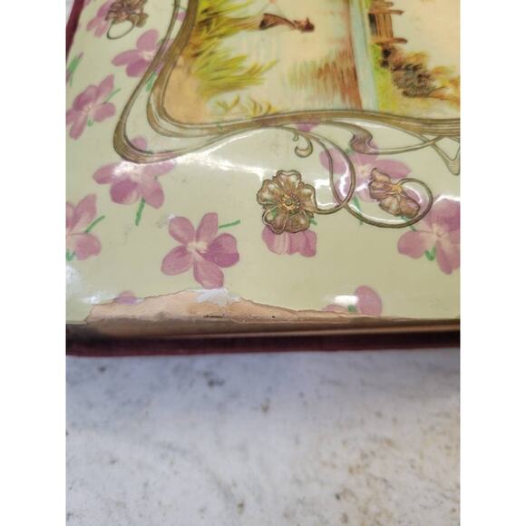 Antique Photograph Album, Celluloid Victorian, Cottage Scene, Wire Metal Holder - Picture 3 of 10